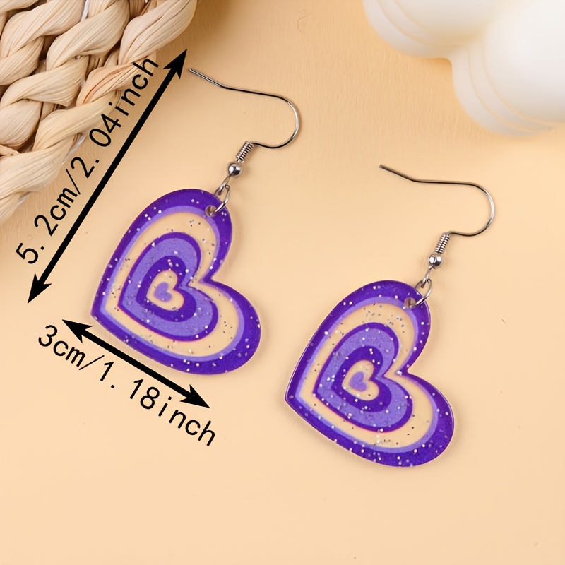2pcs Valentine's Day Glitter Heart Acrylic Earrings Set